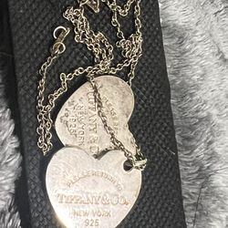 Vintage Tiffany Elsa Peretti  Double Hearts 925 Necklace 