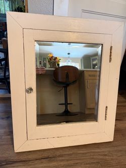 Vintage Wood Medicine Cabinet with Mirror