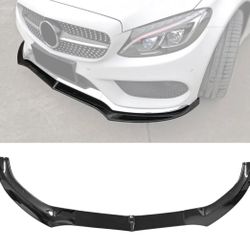 15-18 Benz W205 C-Class Front Bumper Lip Spoiler Gloss Black