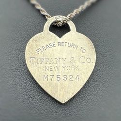 Please Return To Tiffany & Co. Sterling Silver 925 Heart Tag Pendant Charm