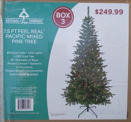 Christmas Tree 7.5ft National Tree Feel Real Pacific Mixed Pine Tree deluxe 350 Dual Color LED