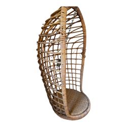 1960s Hanging Bamboo Rattan Egg Chair Authentic Original Vintage
