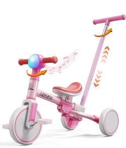 5-in-1 Toddler Tricycle for 1-3 Year Olds with Parent Push Handle