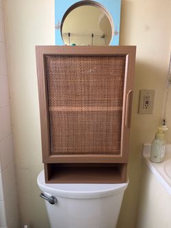 Over-the-Toilet Storage Cabinet with Cane Door
