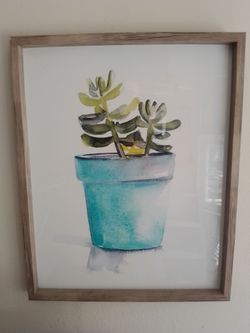 Framed Succulent Watercolor Wall Art