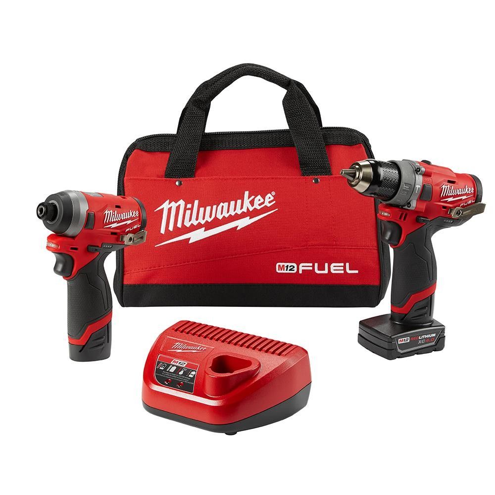Milwaukee M12 FUEL 12-Volt Lithium-Ion Brushless Cordless Hammer Drill and Impact Driver Combo Kit (2-Tool) w(2) Batteries & Bag