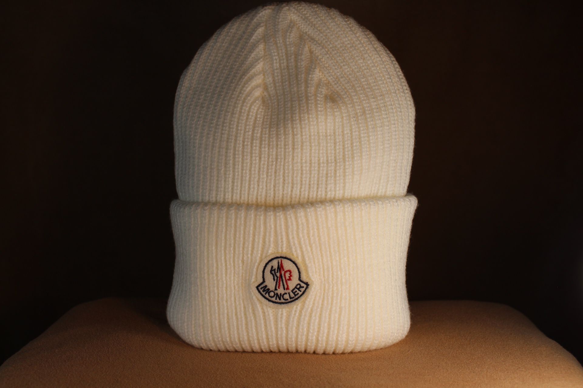 White Moncler Beanie In Bag New With Tags