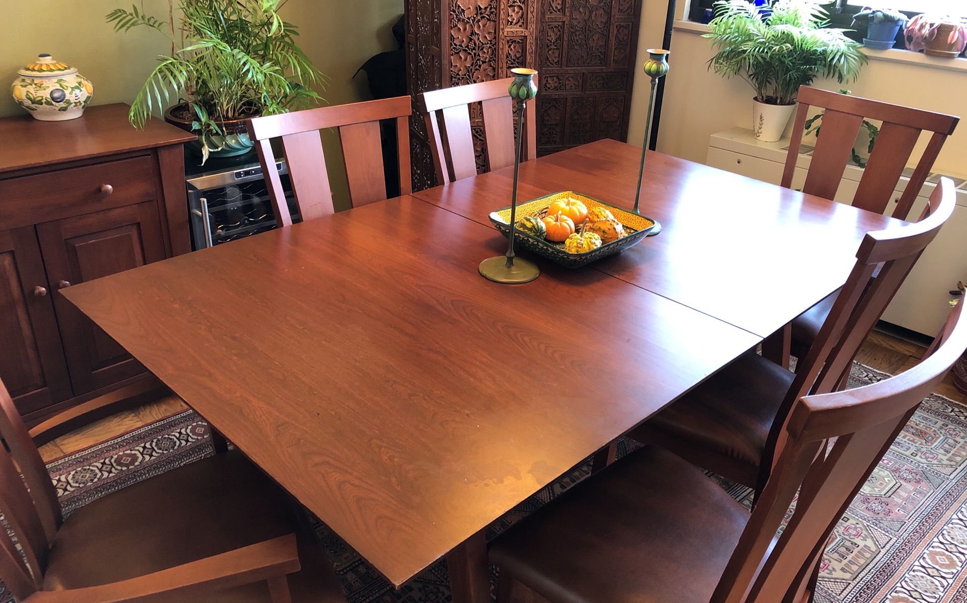 Mission-style Dining Room table, chairs and buffet