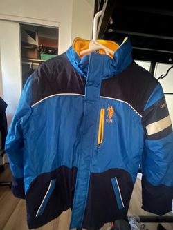 Boys ski jacket Fleece Lined size L USPA blue yellow