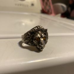 Sliver Lion Head Ring 