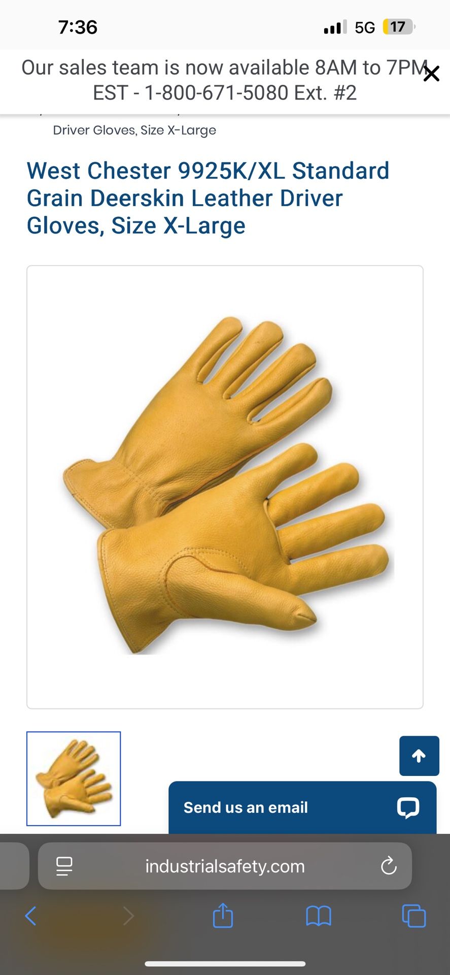 West Chester Deerskin Leather gloves