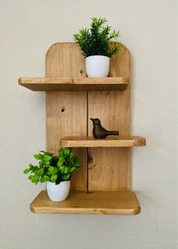 Solid Wood Wall  Display Shelf Rustic Wax finish  14x20tallx6 deep