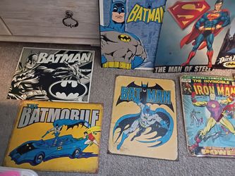 Metal superhero signs