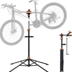 Bike Repair Stand, 4-Leg Steel Bicycle Repair Stand, 42.5"-74.8" Adjustable Height Bike Maintenance Work Stand with Magnetic Tool Tray, Foldable Bike 