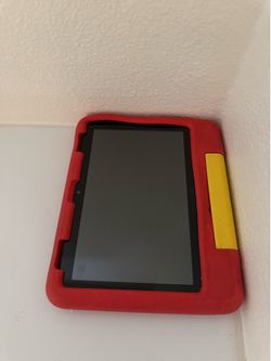 Tablet with Red Kids Protective Case