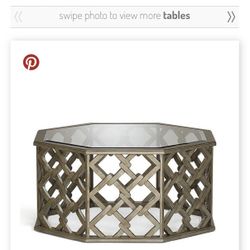 Brucie Glass Top Hexagonal Coffee Table