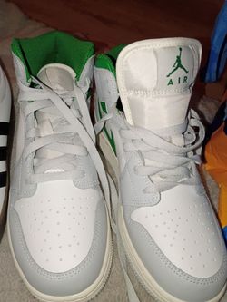 Air Jordan's size 6y or Womens 7.5 white,gray,and pine green