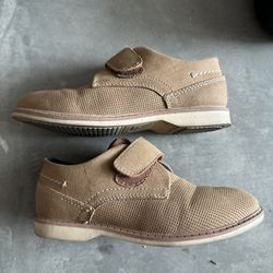 Sz 11 Little Kids Boy Brown Dress Shoes Velcro