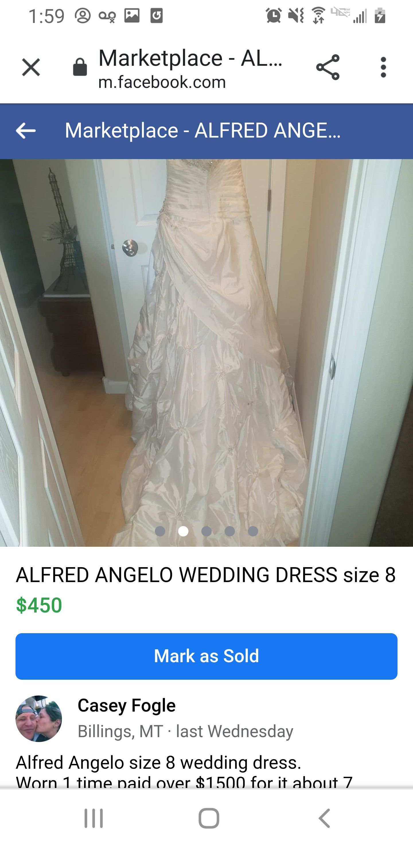 Alfred Angelo wedding dress size 8 New Tag S
