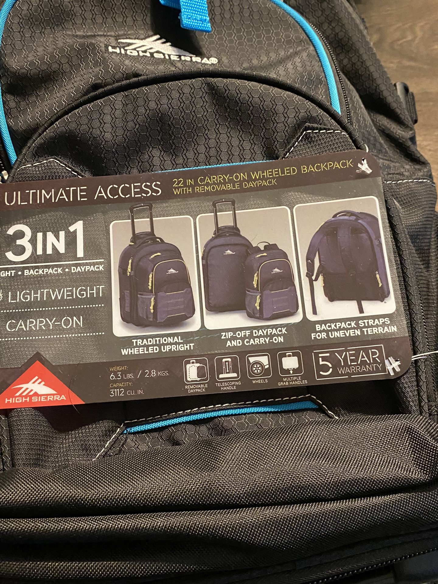 3 in 1 High Sierra Backpack/carryon/suitcase