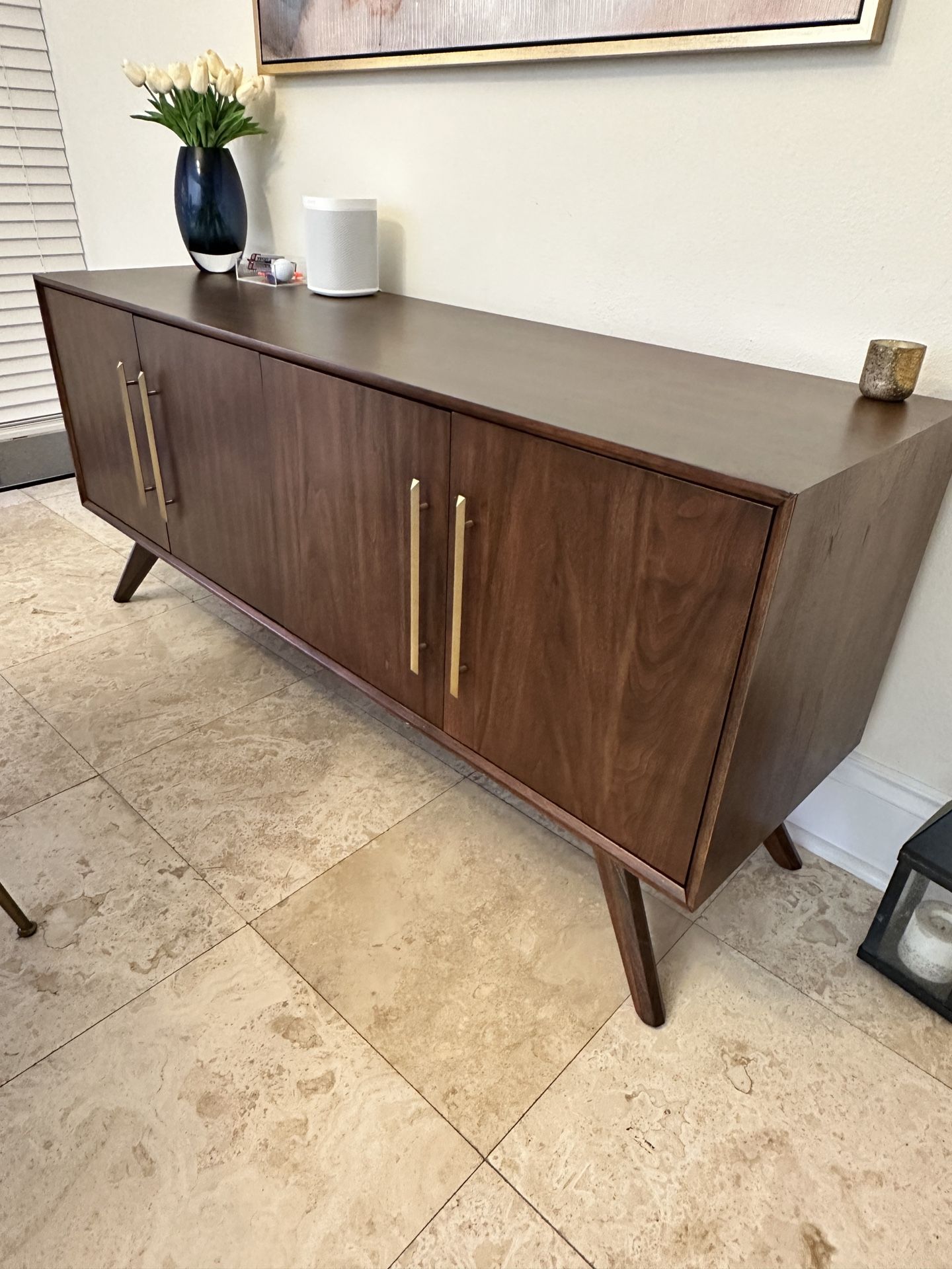 WEST ELM Sideboard/Buffet in Walnut with Brass Details