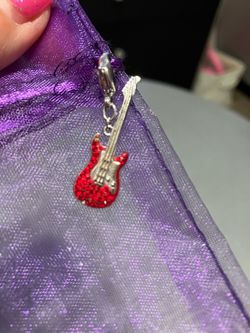 Swarovski silver and red guitar charm