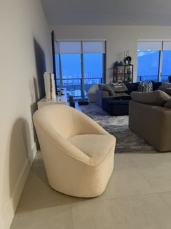 Barrel Cream Boucle Swivel Chair- I Have 2