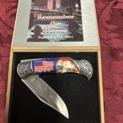 Remember The Heroes - September 11th, 2001 - Collectible Folding Knife with Case