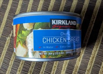 Chunk chicken breast in water (50 cents each can)