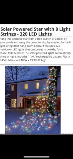 Solar Powered Star with 8 Light Strings - 320 LED Lights