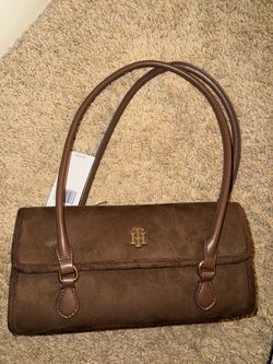 Tommy Hilfiger Brown Suede Shoulder Bag