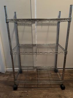 3-Tier Chrome Wire Shelving Cart on Wheels