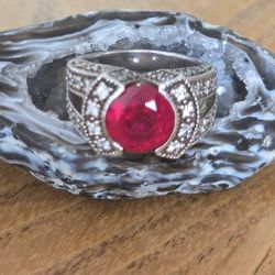 Sterling Silver Ruby Ring 