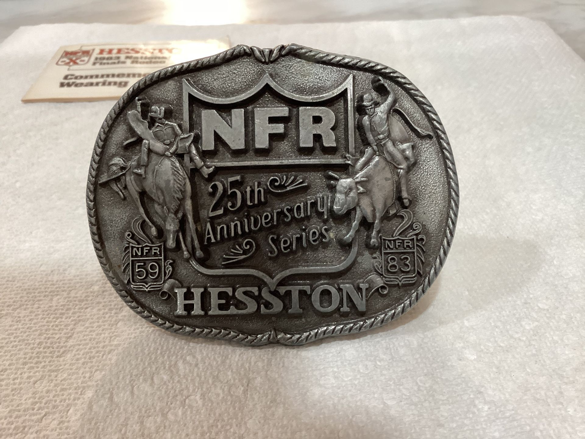 Hesston National Finals Rodeo 25th Anniversary Belt Buckle From 1983