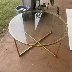 Glass Coffee Table with Gold Base 