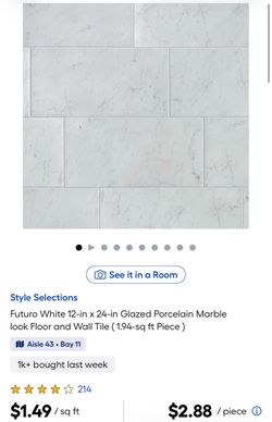 FREE- 700 Sq Ft- Futuro White 12-in × 24-in Glazed Porcelain Marble look Floor & Wall Tile (1.94-sq ft Piece)