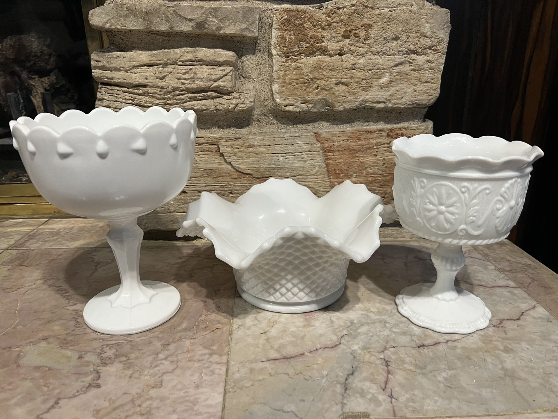 Vintage 1950s? Indiana Milk Glass Dish Goblet
