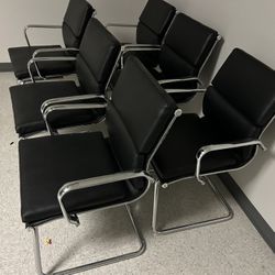 Faux Black Leather Chairs. 