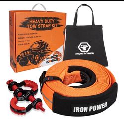 New Iron Power 3" × 30ft Heavy Duty Recovery Tow Straps Kit with 36,000 Ib Capacity 4x4 Towing Rope + Heavy Duty 3/4 Shackles (2pcs) + Storage Bag(E71