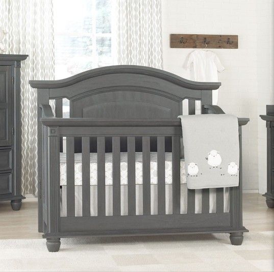 Oxford Baby London Lane 4 in 1 Convertible Crib in Arctic Gray