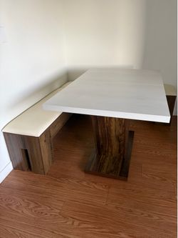 Dining Nook Set — Table and L-shaped Cushioned Benches