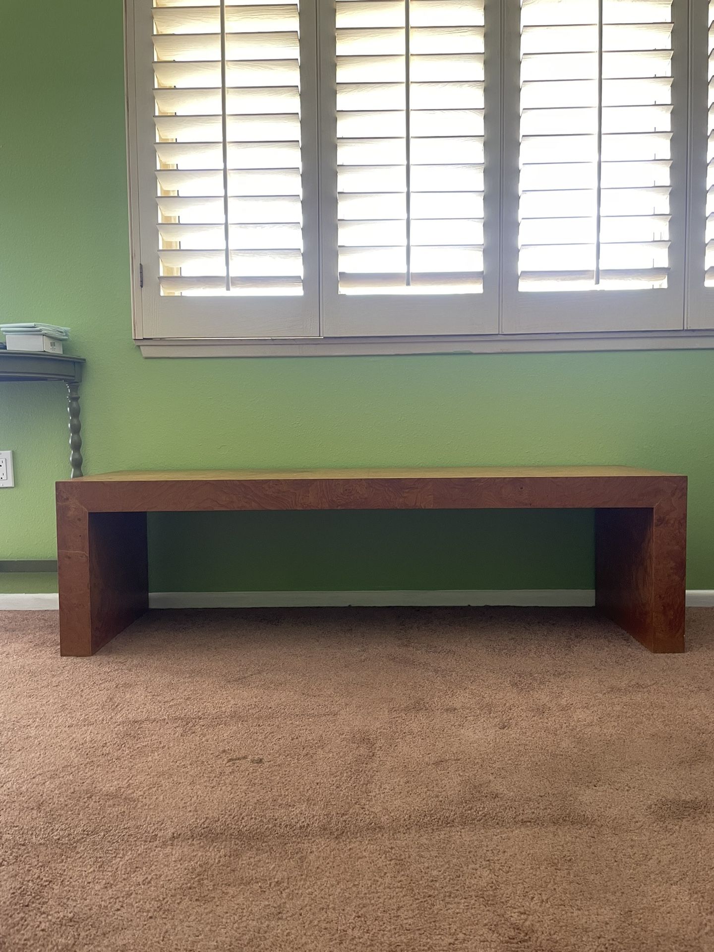 1970’s Vintage Milo Baughman Burl Olive Wood Coffee Table
