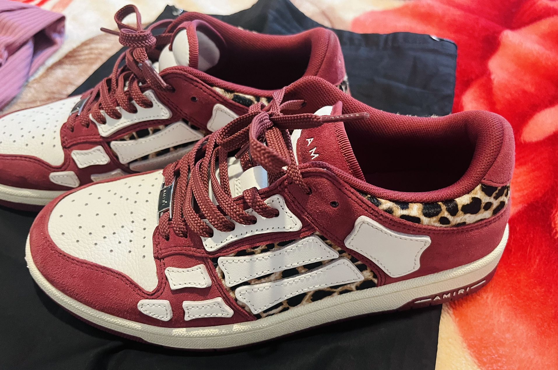 Amiri Leopard Skel Top Low leather sneakers (size 7 Men/8 Women)
