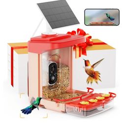 Smart Bird Feeder with Camera Solar Powered, Lifetime Free AI Birds Feeders Camera 2.5K Motion Activated Wireless Outdoor, Hummingbird Feeder Camera f