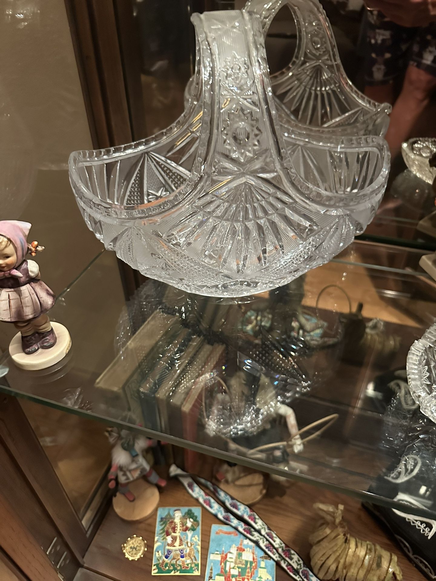 Vintage Crystal Fruit Basket With Handle