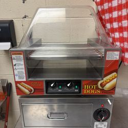 Commercial Grade Hot Dog Rolling Grill with Bun Warmer