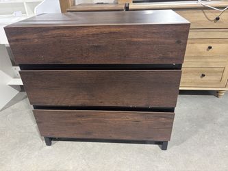 Modern Wood Dresser with 3 Drawers,Chest of Drawers with Metal Base,Closet Storage Organizer and Storage for Bedroom, Living Room, Brown