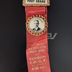 Vintage 1923 Washington Past Grand Lodge Master Ribbon J.Kelly Depriest  I.O.O.F Walla Walla 