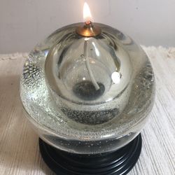 Art Glass Seeded Sphere Oil Lamp/Paperweight 4 Pounds