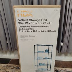 Unopened HDX 5-shelf Storage Unit, Black Finish